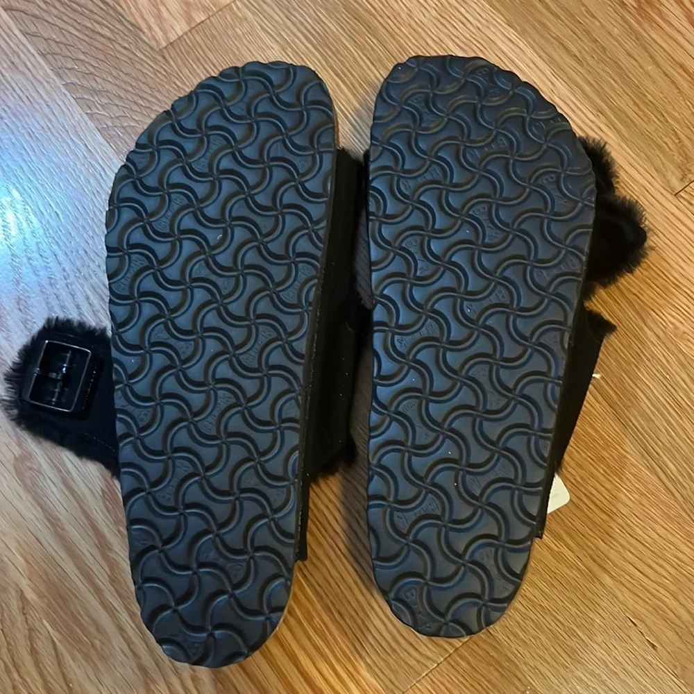 NWT Birkenstock Arizona Shearling Suede Leather Mountain View Black 10